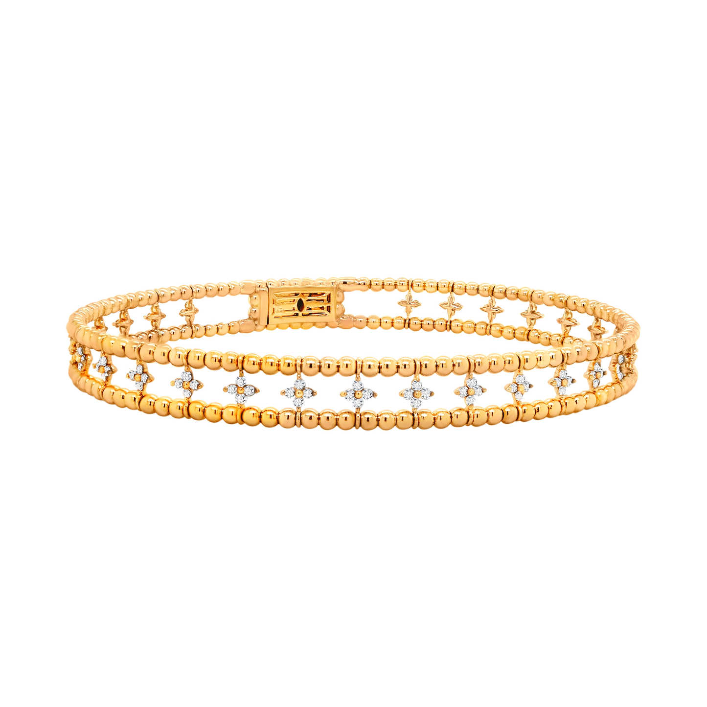 Layered Ball Setting Flex Bangle – 14K Gold Lab-Grown Diamond Bracelet