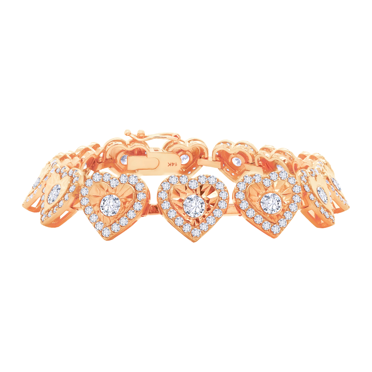 14K Gold Heart-Shaped Lab-Grown Diamond Tennis Bracelet