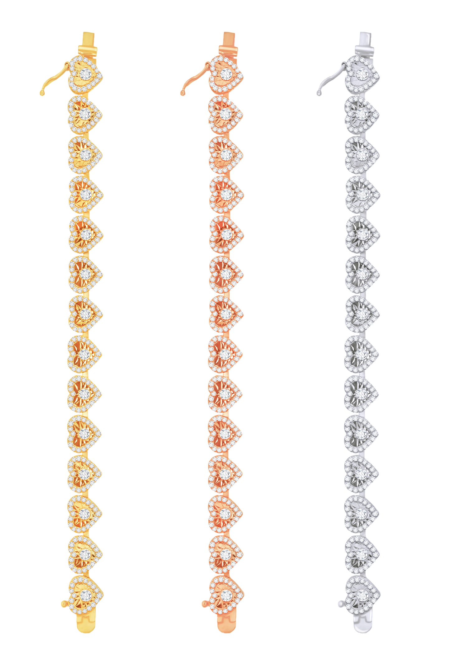 14K Gold Heart-Shaped Lab-Grown Diamond Tennis Bracelet