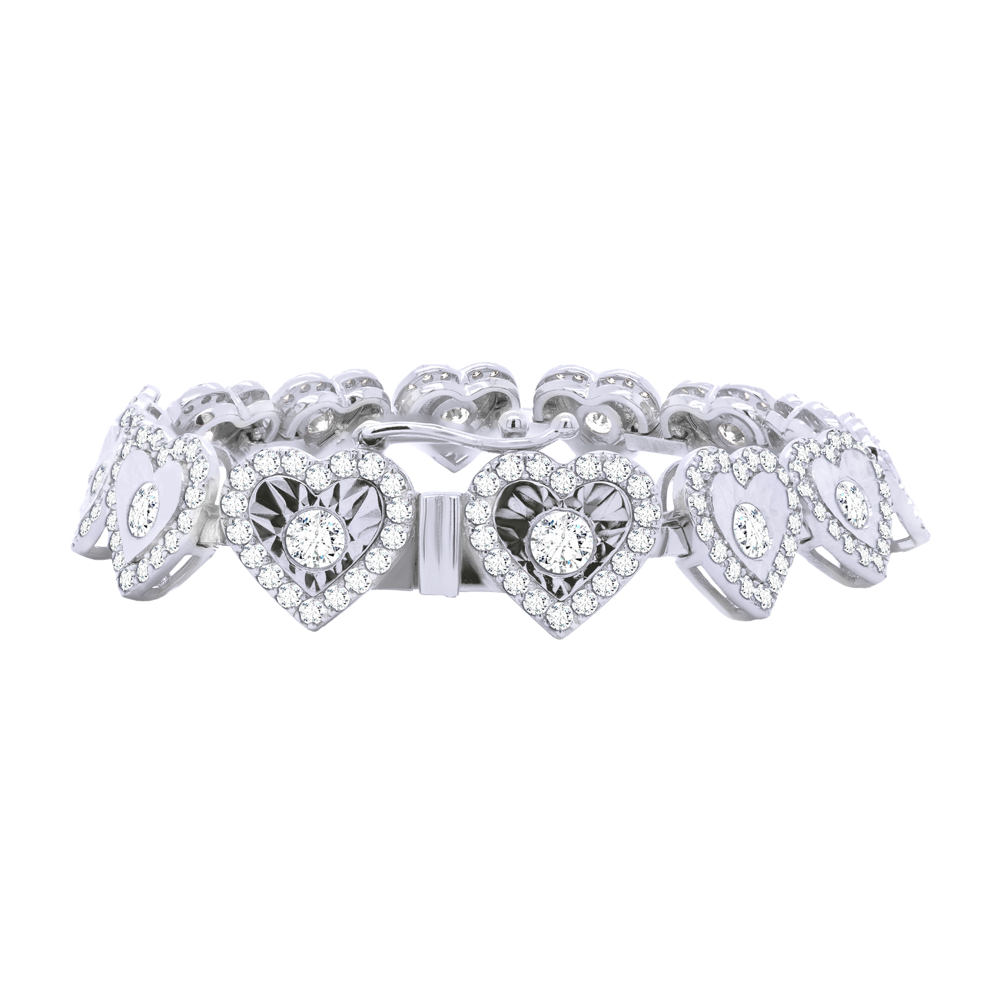 14K Gold Heart-Shaped Lab-Grown Diamond Tennis Bracelet