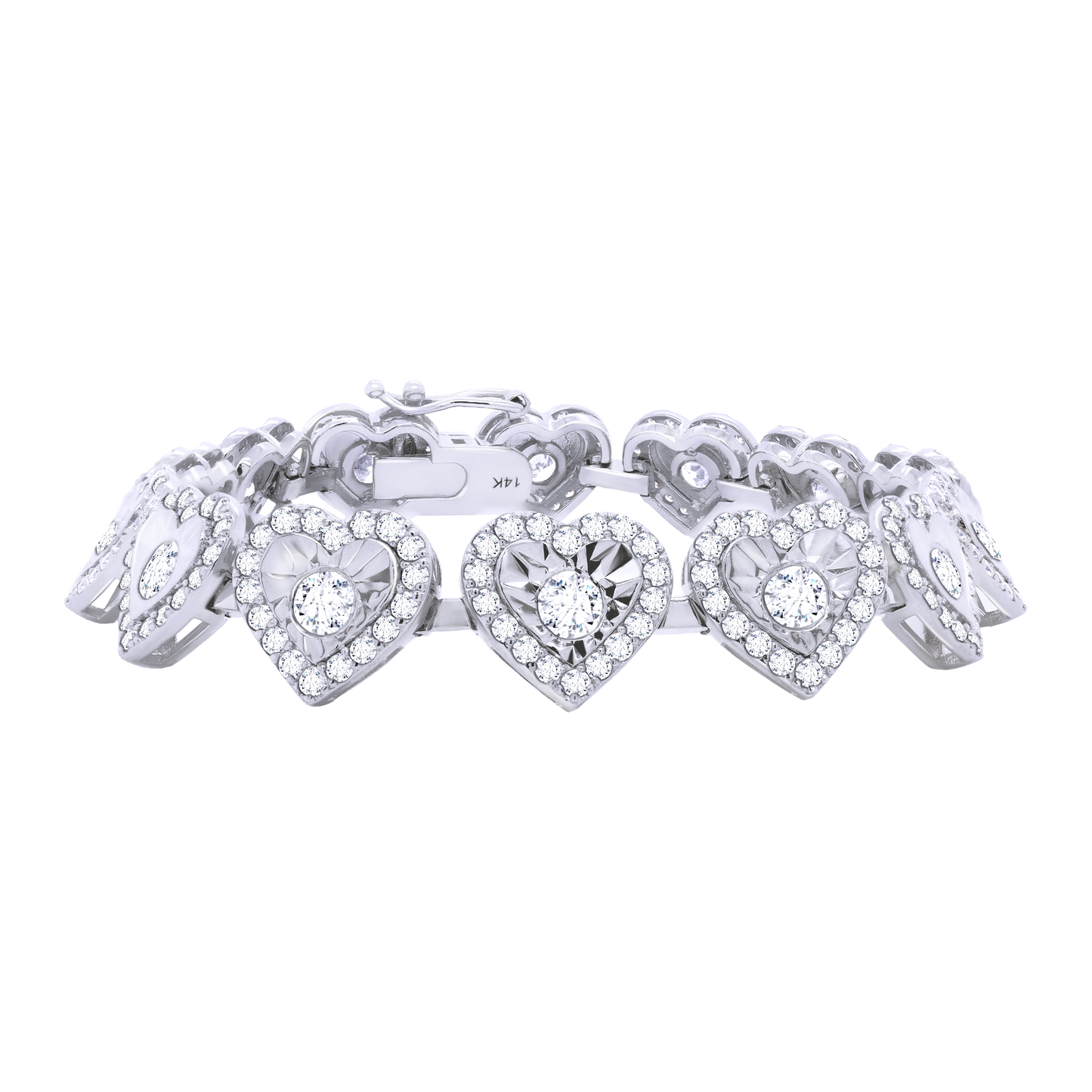 14K Gold Heart-Shaped Lab-Grown Diamond Tennis Bracelet