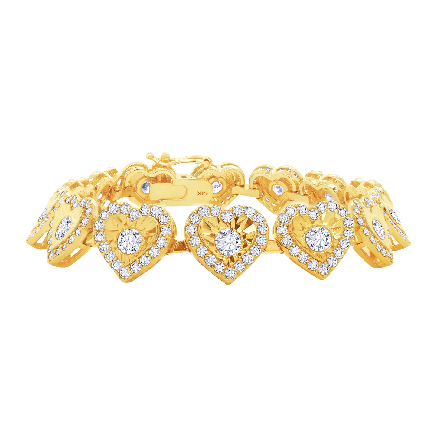 14K Gold Heart-Shaped Lab-Grown Diamond Tennis Bracelet