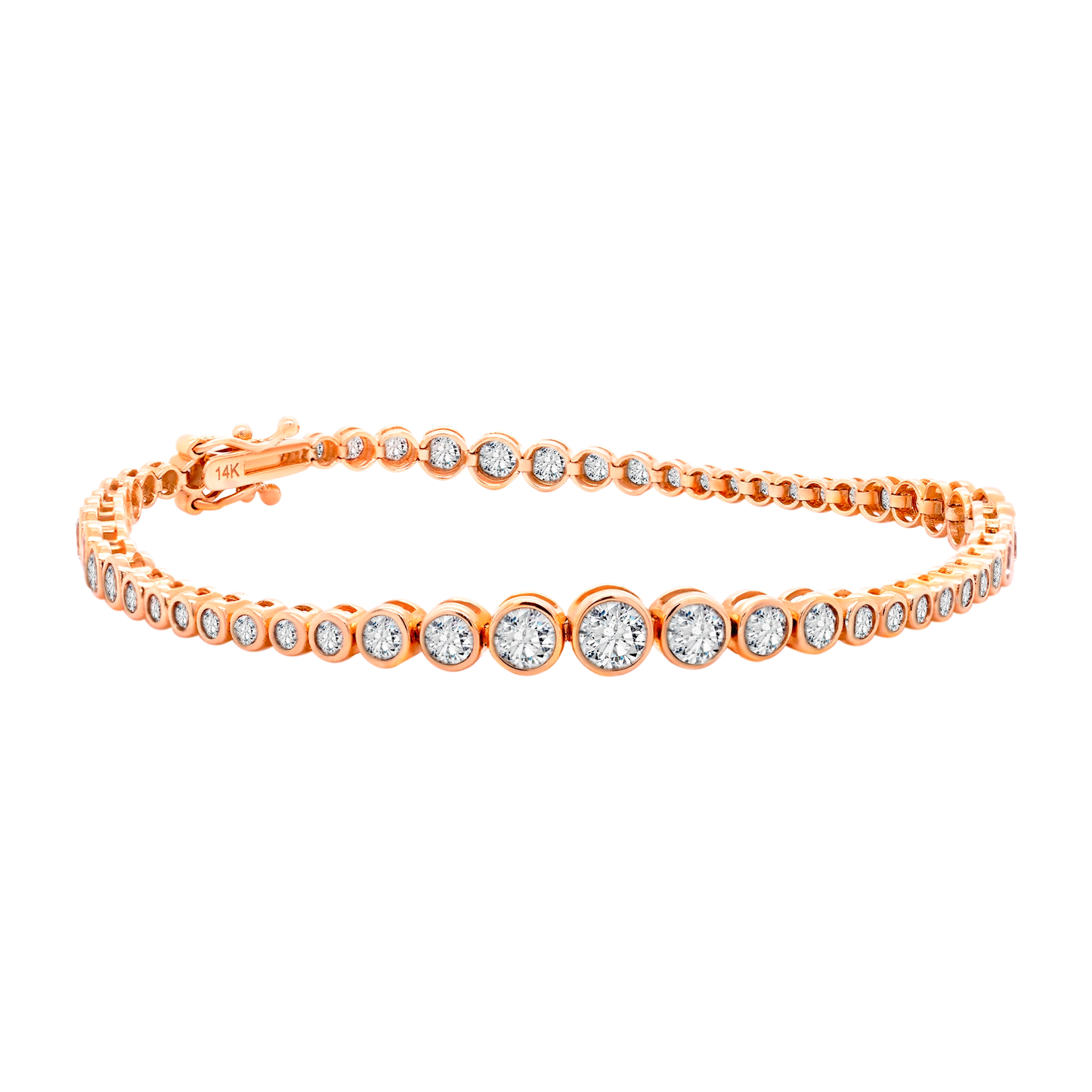 14K Gold Graduated Bezel Lab-Grown Diamond Tennis Bracelet