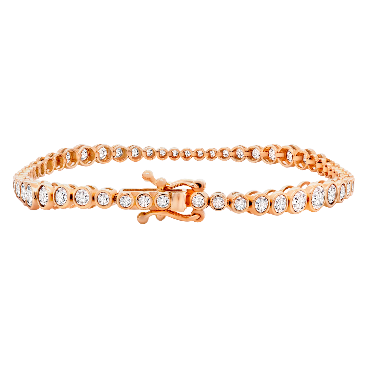 14K Gold Graduated Bezel Lab-Grown Diamond Tennis Bracelet