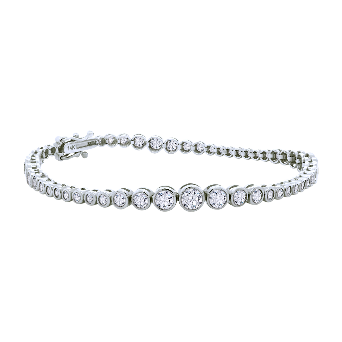 14K Gold Graduated Bezel Lab-Grown Diamond Tennis Bracelet