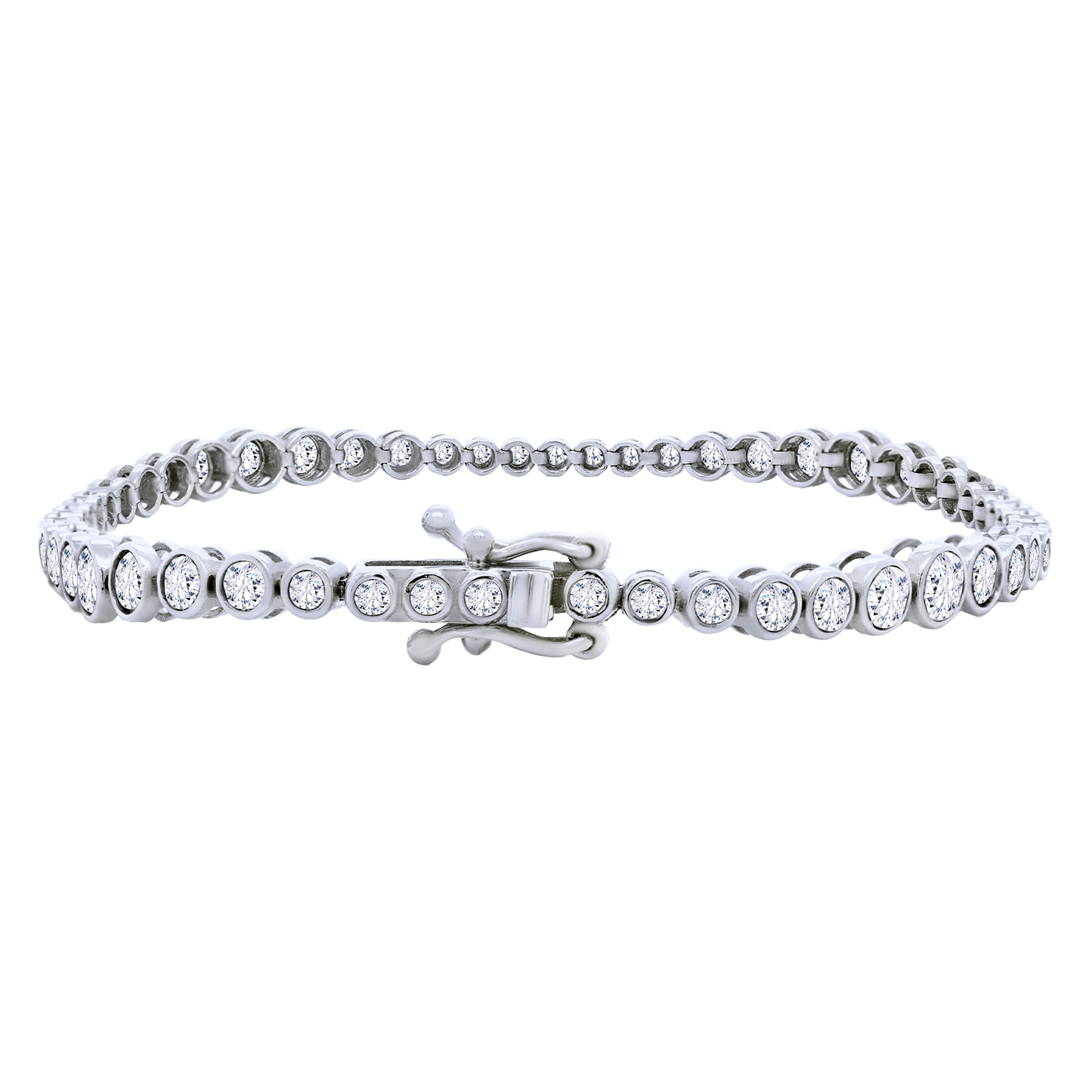 14K Gold Graduated Bezel Lab-Grown Diamond Tennis Bracelet