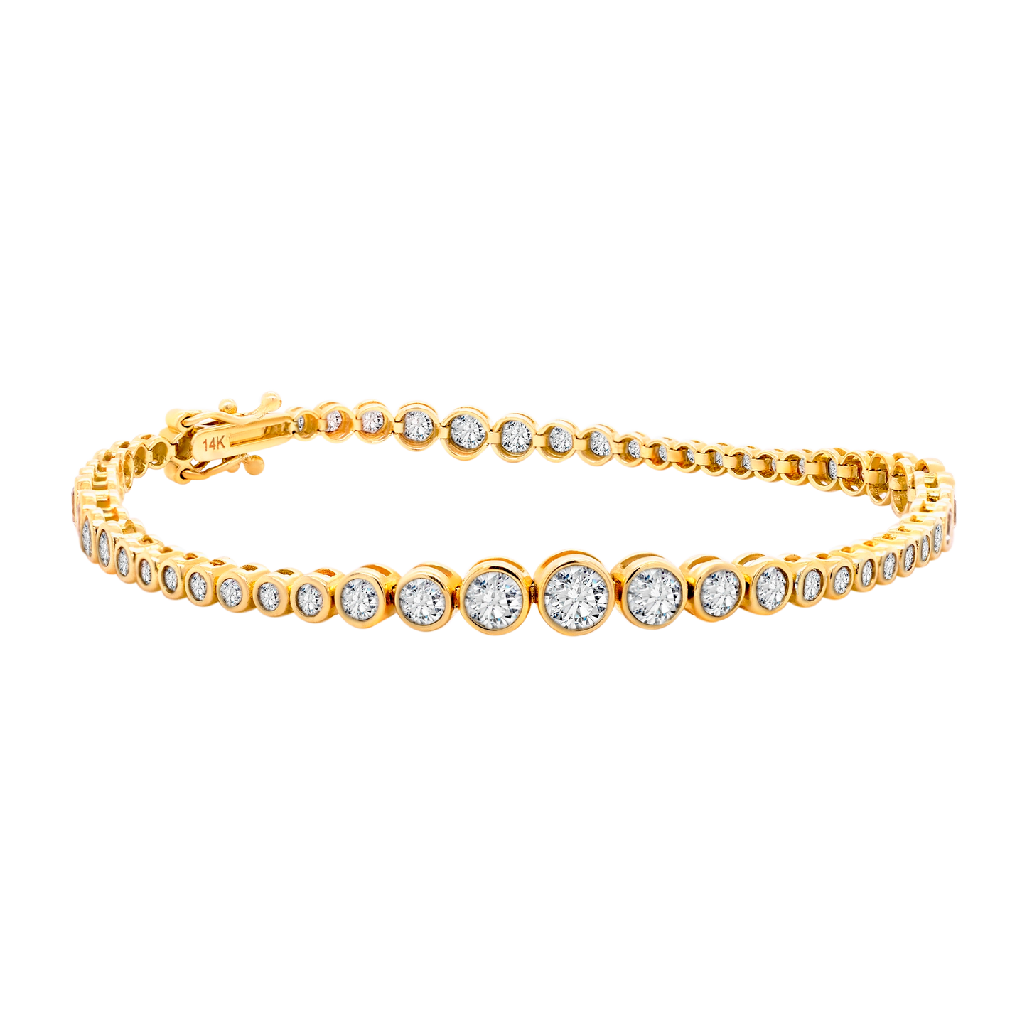 14K Gold Graduated Bezel Lab-Grown Diamond Tennis Bracelet