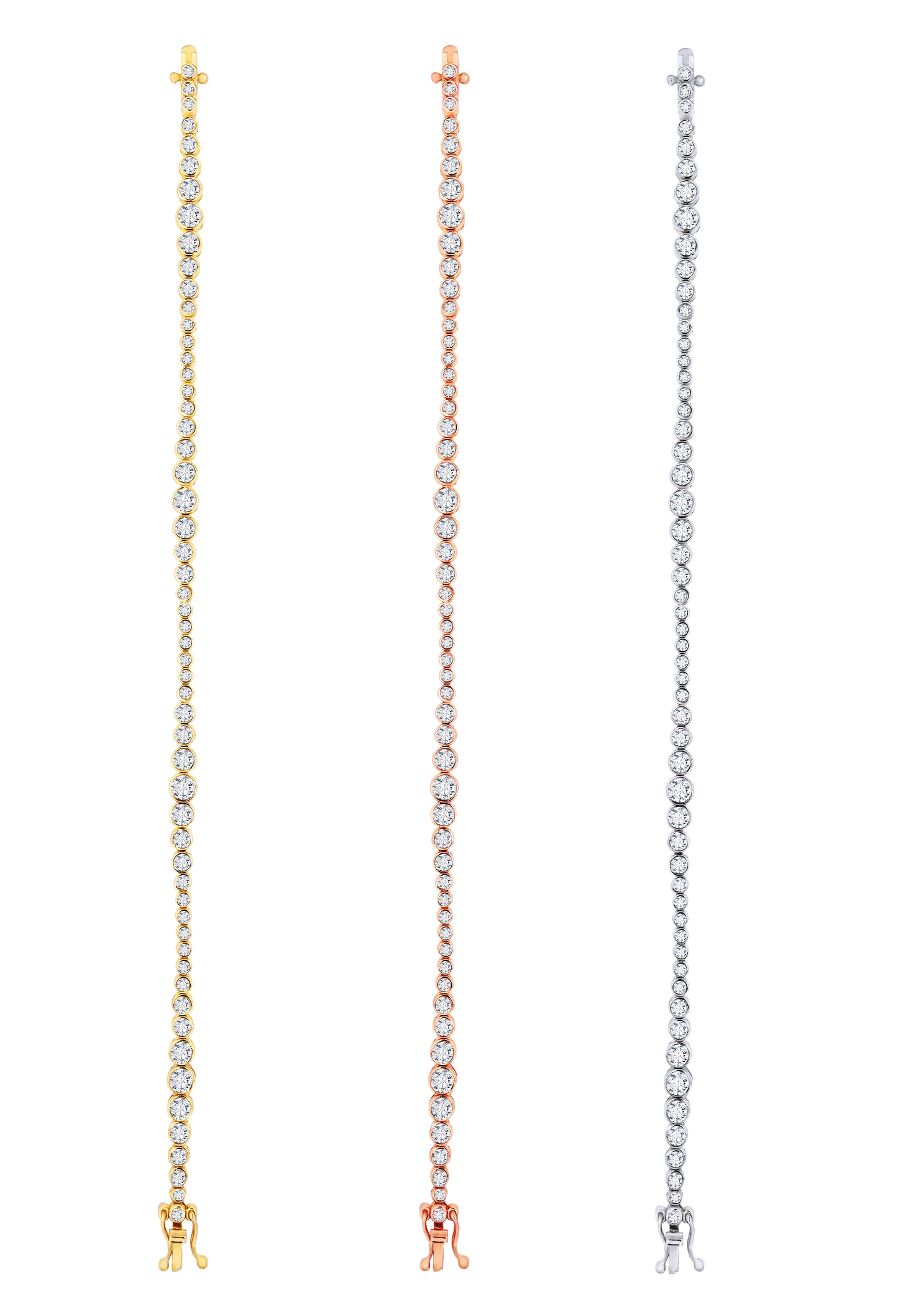 14K Gold Graduated Bezel Lab-Grown Diamond Tennis Bracelet