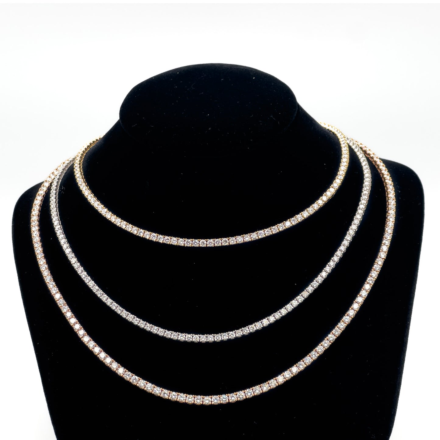 14k Gold Classic 4 Prong Lab-Grown Diamond Tennis Necklace, 16"~22"