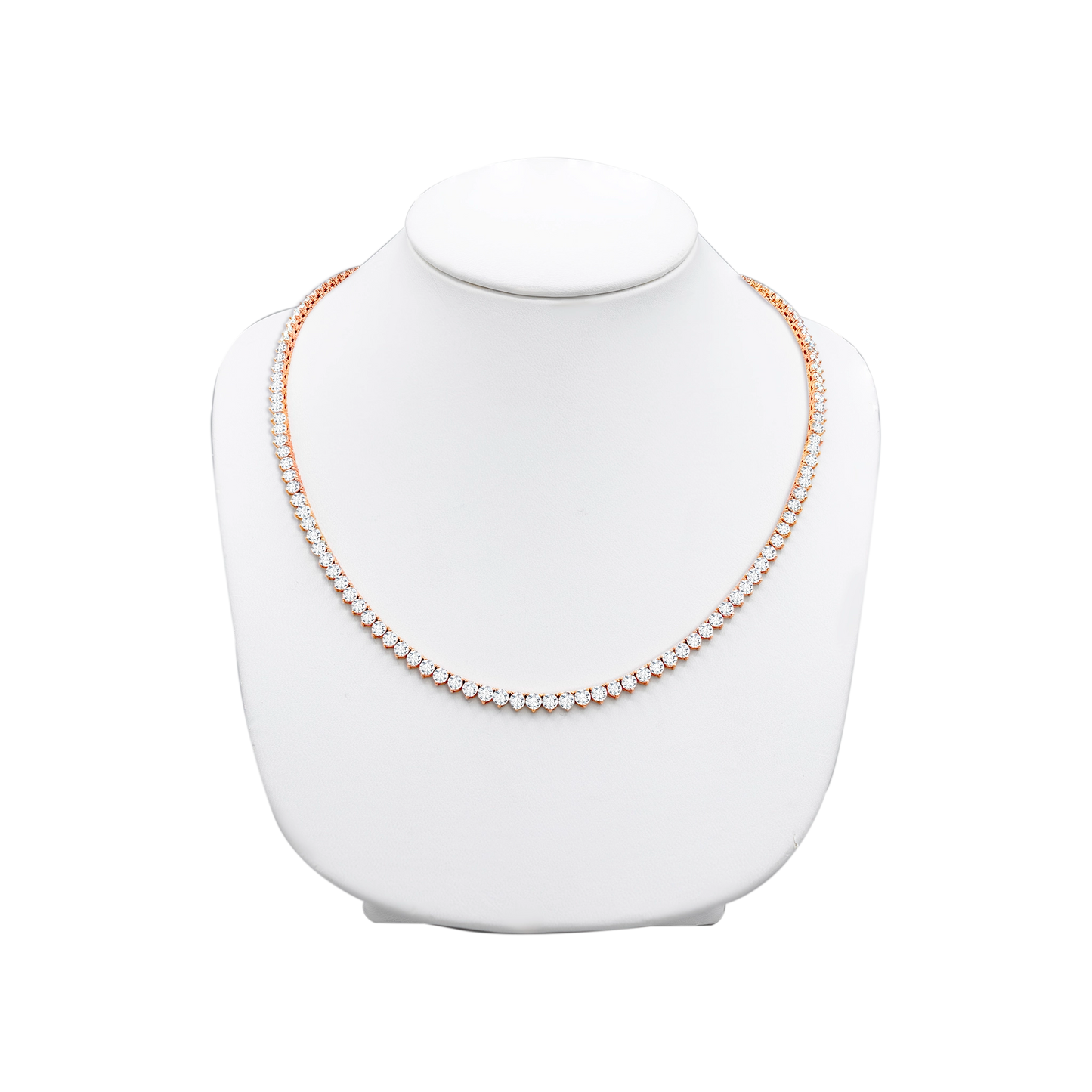 14k Gold3-Prong Lab-Grown Diamond Tennis Necklace – 16"