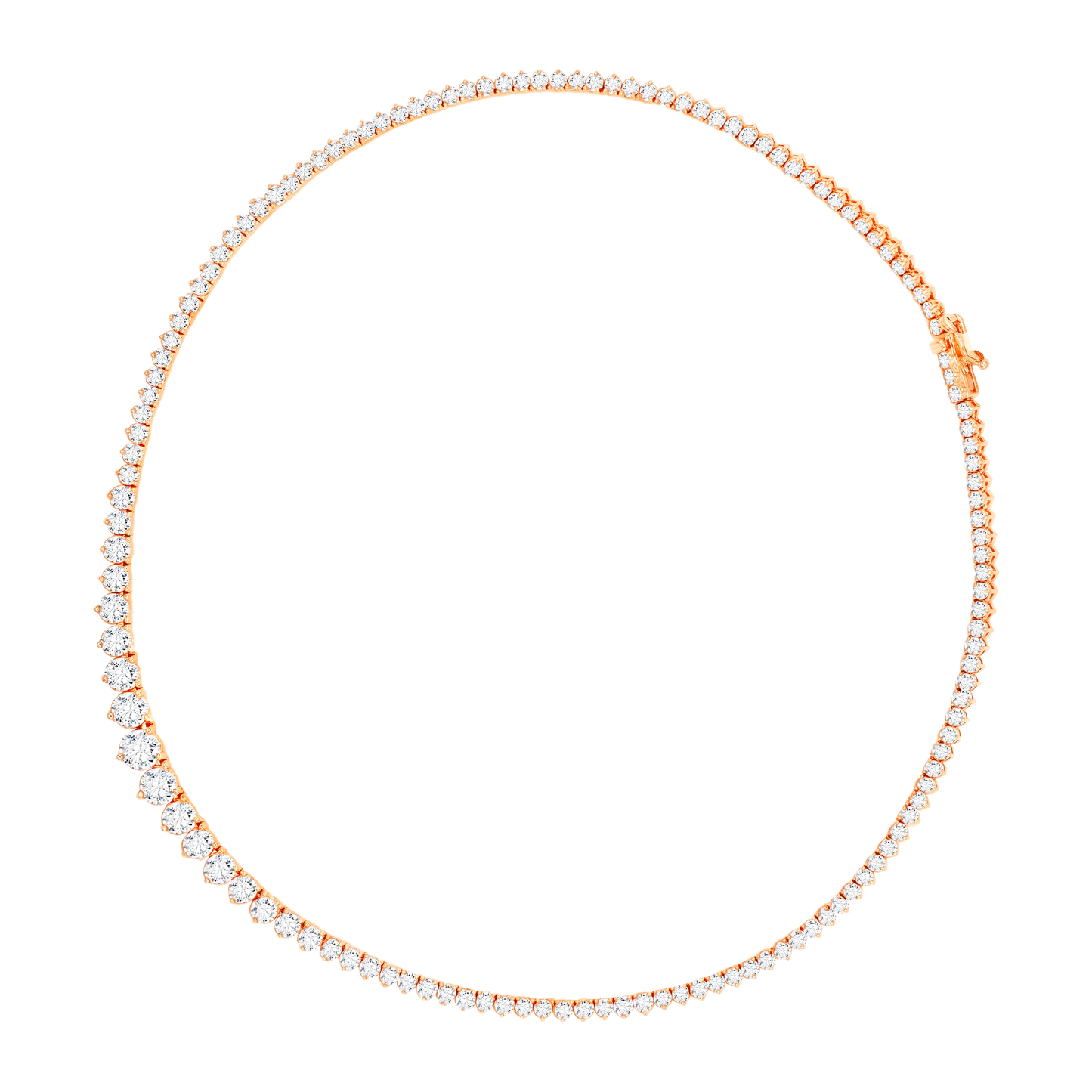 14K Gold Graduated 3-Prong Lab-Grown Diamond Tennis Necklace, 17 Inch