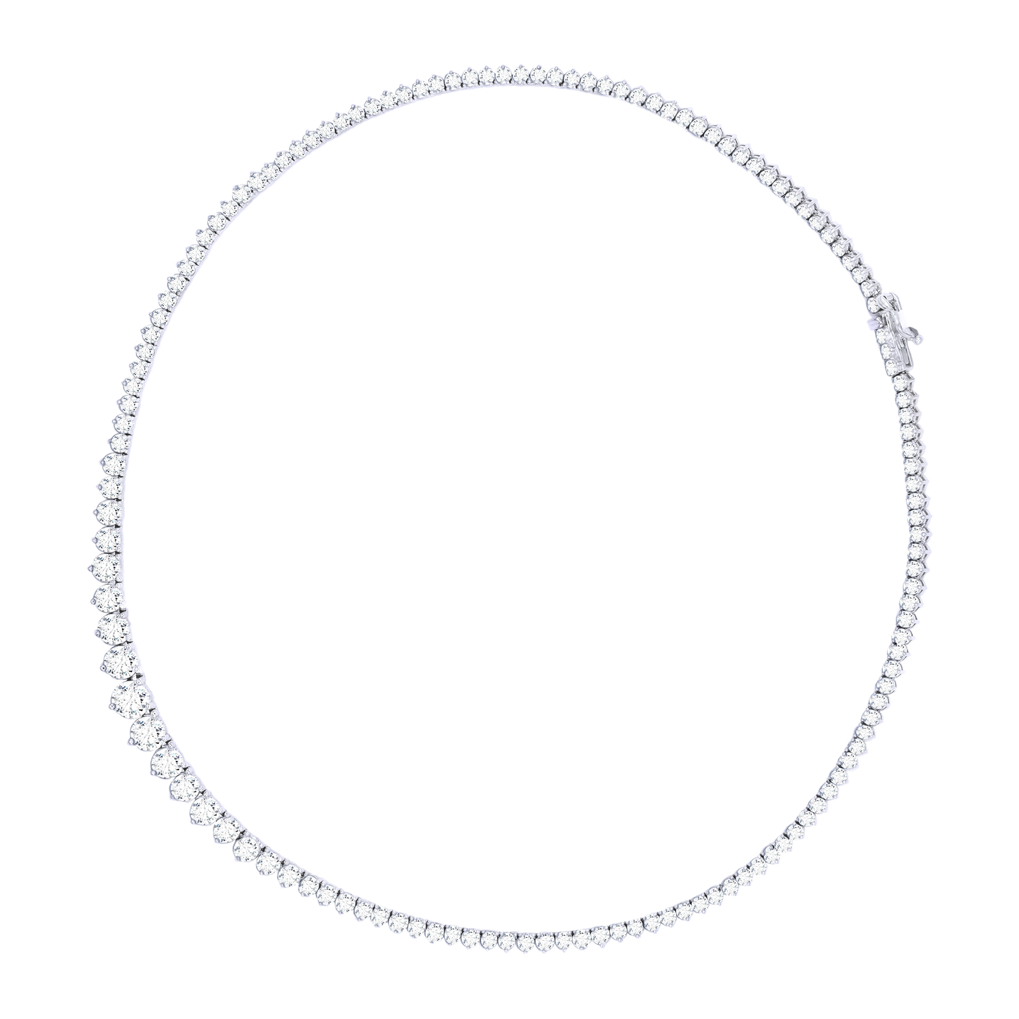 14K Gold Graduated 3-Prong Lab-Grown Diamond Tennis Necklace, 17 Inch