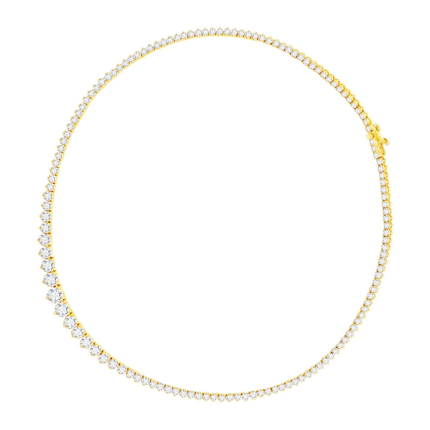 14K Gold Graduated 3-Prong Lab-Grown Diamond Tennis Necklace, 17 Inch