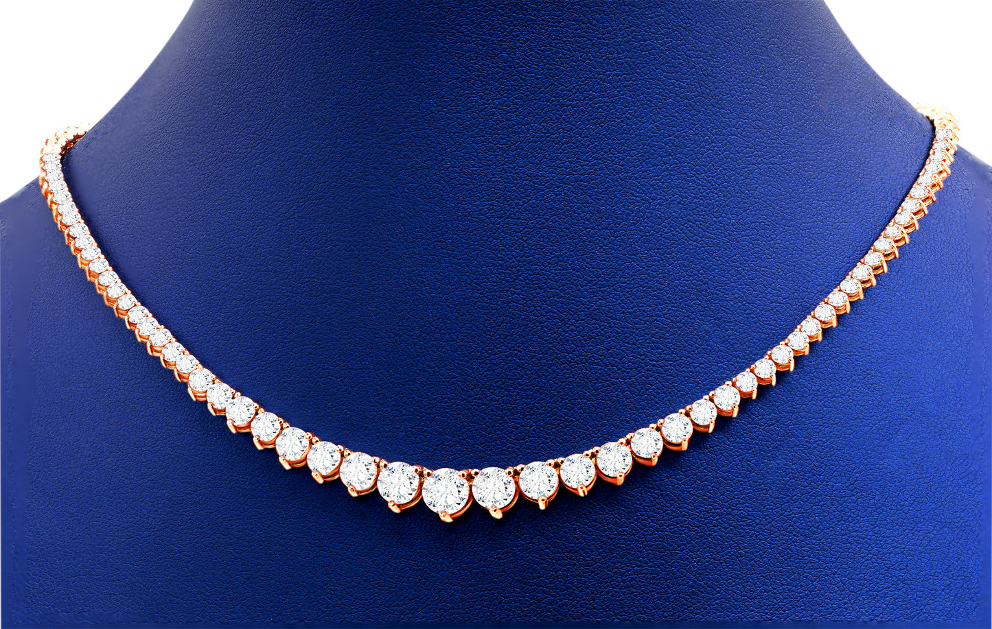 14K Gold Graduated 3-Prong Lab-Grown Diamond Tennis Necklace, 17 Inch