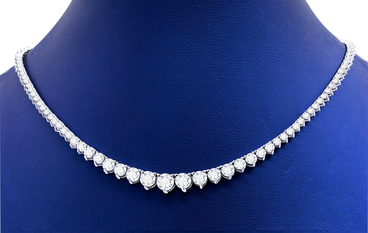 14K Gold Graduated 3-Prong Lab-Grown Diamond Tennis Necklace, 17 Inch
