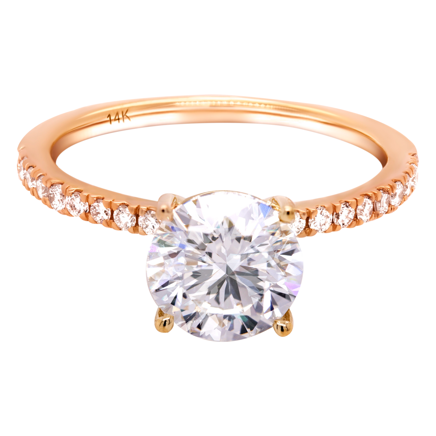14k Gold Lab-Grown Diamond Engagement Ring: Side Sparkle