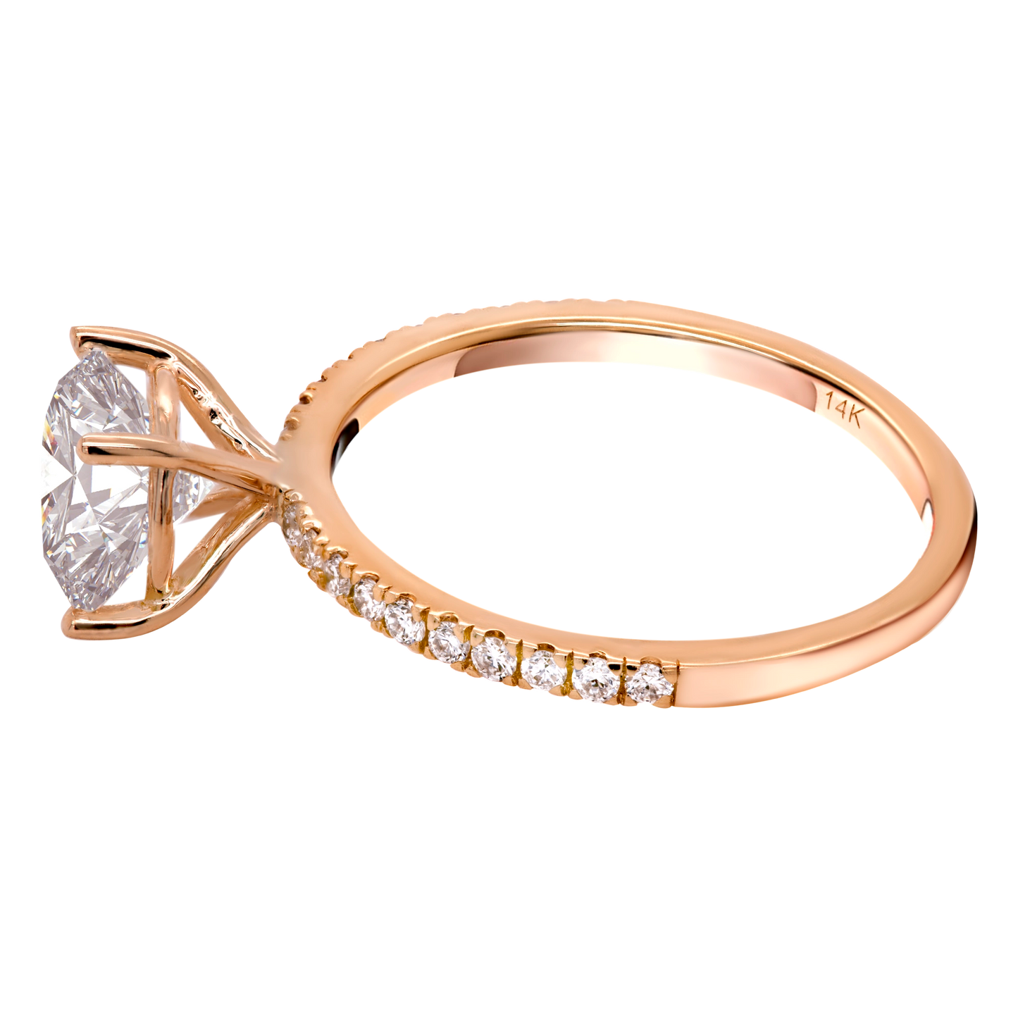 14k Gold Lab-Grown Diamond Engagement Ring: Side Sparkle