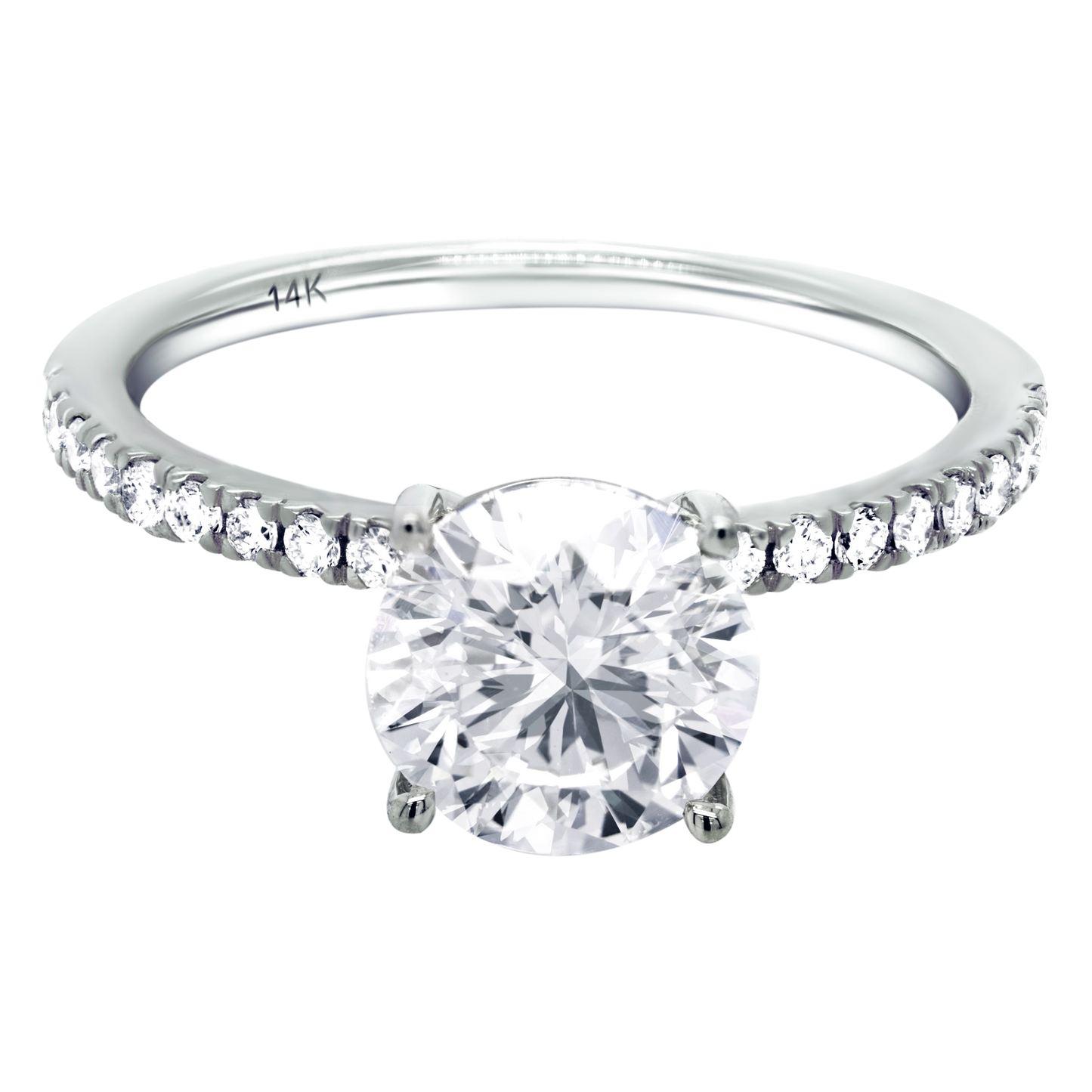 14k Gold Lab-Grown Diamond Engagement Ring: Side Sparkle