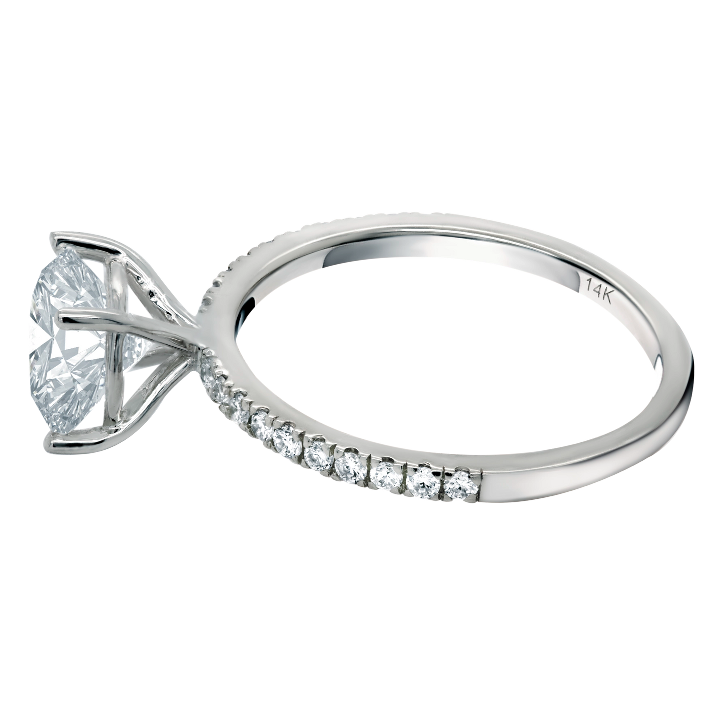 14k Gold Lab-Grown Diamond Engagement Ring: Side Sparkle