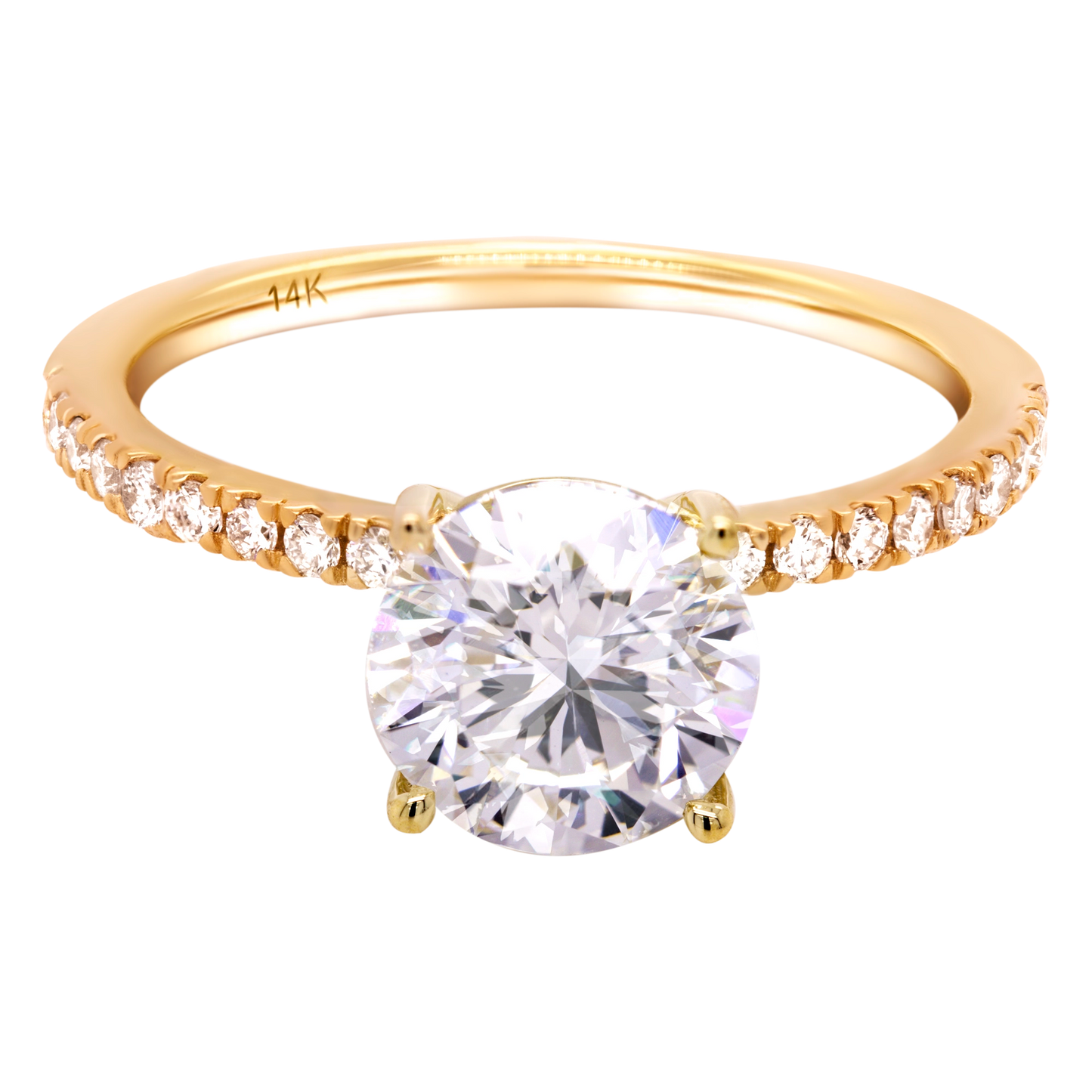 14k Gold Lab-Grown Diamond Engagement Ring: Side Sparkle