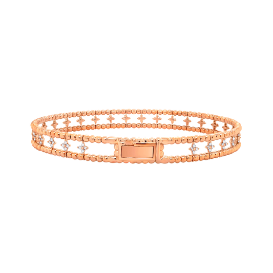Layered Ball Setting Flex Bangle – 14K Gold Lab-Grown Diamond Bracelet