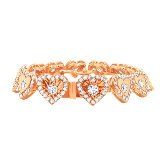 14K Gold Heart-Shaped Lab-Grown Diamond Tennis Bracelet