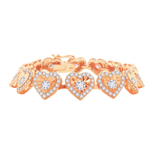14K Gold Heart-Shaped Lab-Grown Diamond Tennis Bracelet