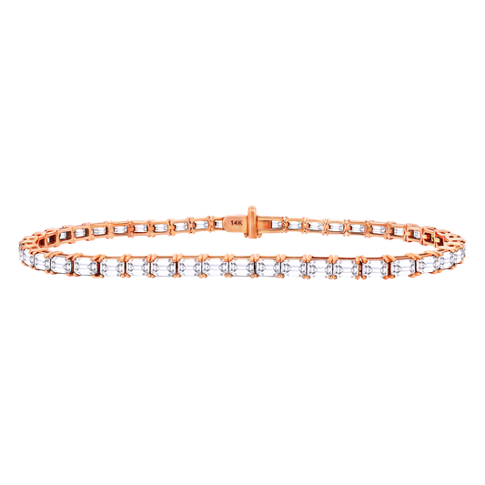14K Gold Emerald-Cut Lab-Grown Diamond Tennis Bracelet