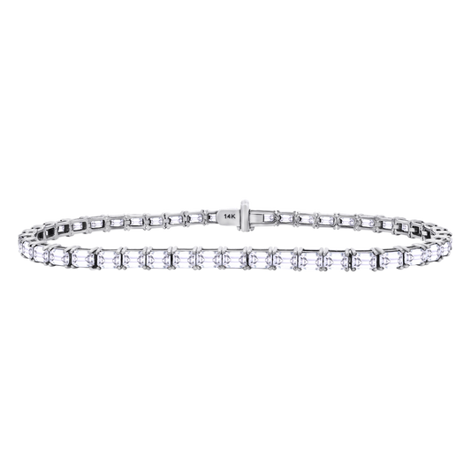14K Gold Emerald-Cut Lab-Grown Diamond Tennis Bracelet