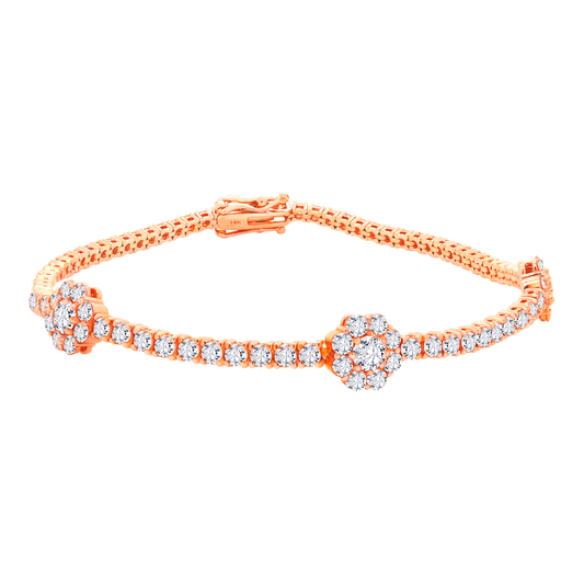 14K Gold Lab-Grown Diamond Flower Tennis Bracelet