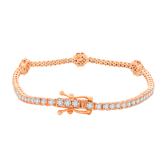 14K Gold Lab-Grown Diamond Flower Tennis Bracelet