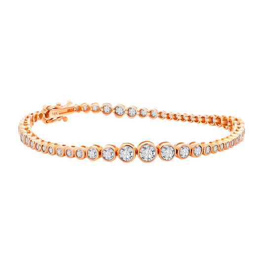 14K Gold Graduated Bezel Lab-Grown Diamond Tennis Bracelet