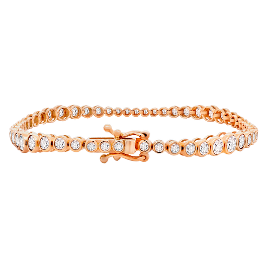 14K Gold Graduated Bezel Lab-Grown Diamond Tennis Bracelet