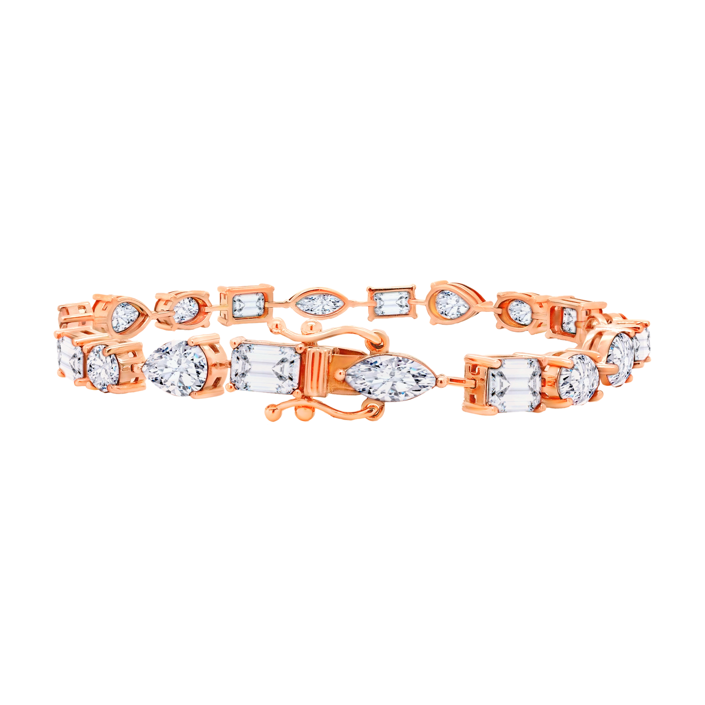 14k Gold Multi-Shaped Lab Diamond Tennis Bracelet