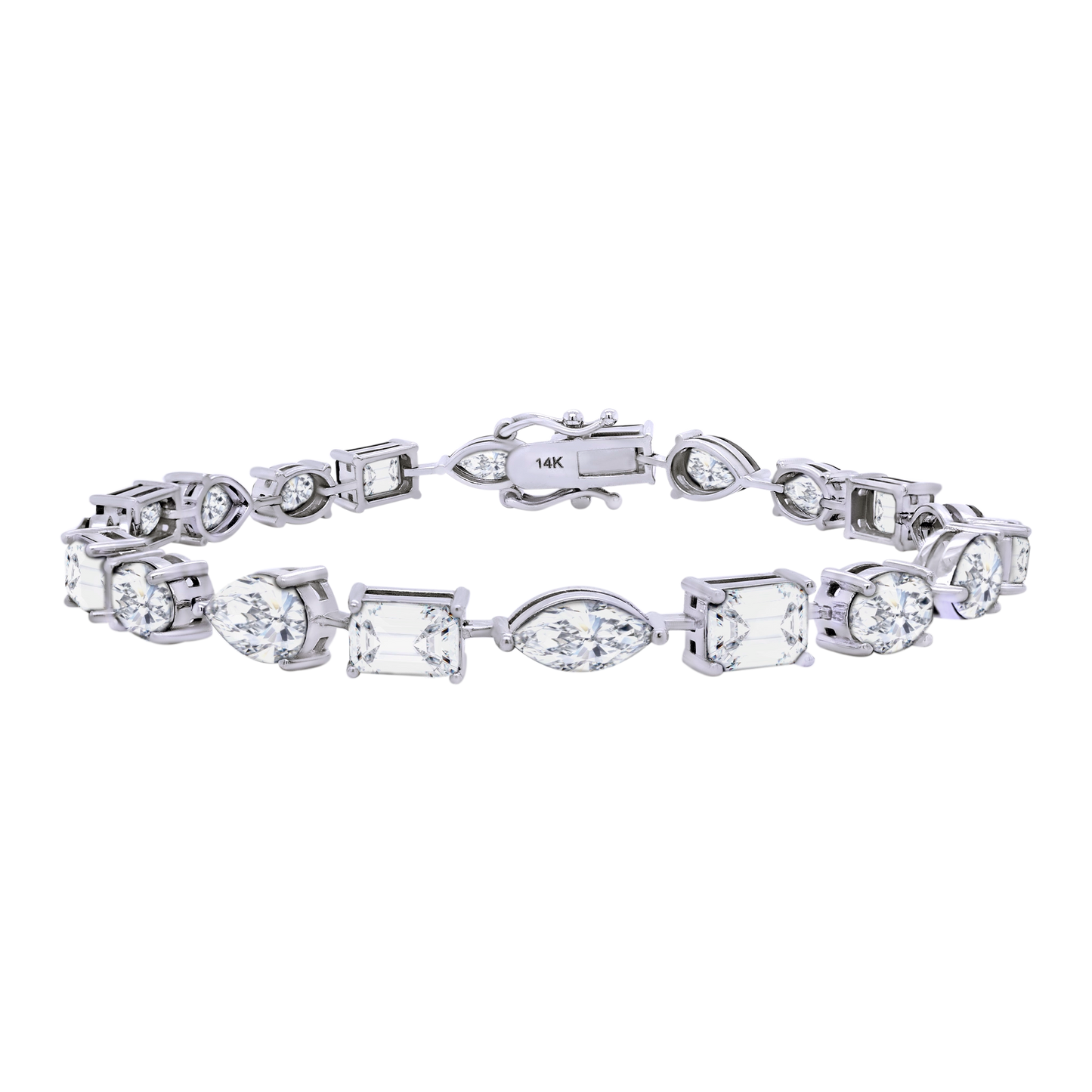 14k Gold Multi-Shaped Lab Diamond Tennis Bracelet