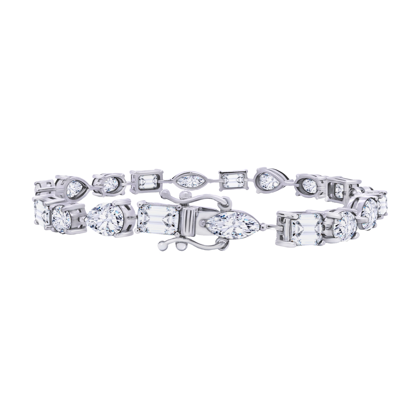 14k Gold Multi-Shaped Lab Diamond Tennis Bracelet