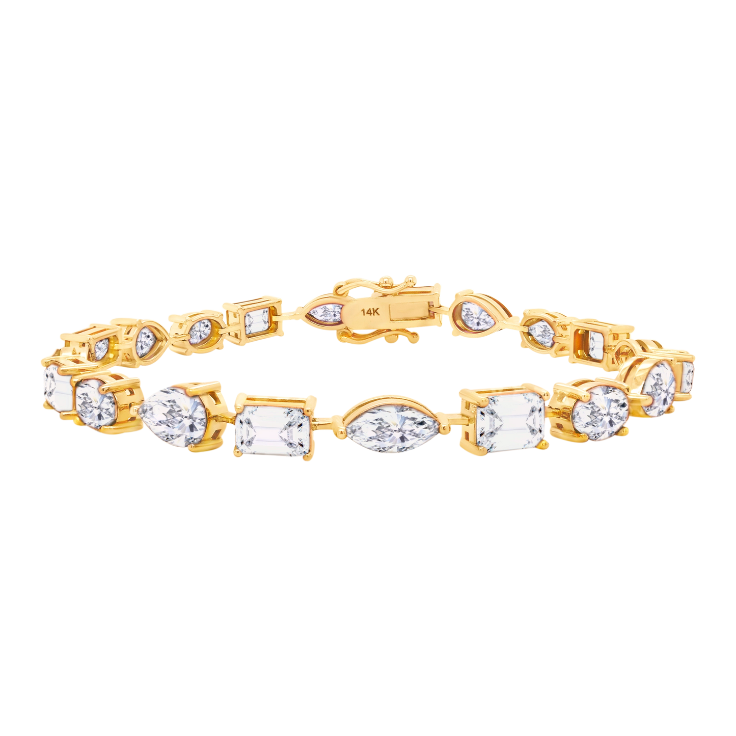 14k Gold Multi-Shaped Lab Diamond Tennis Bracelet