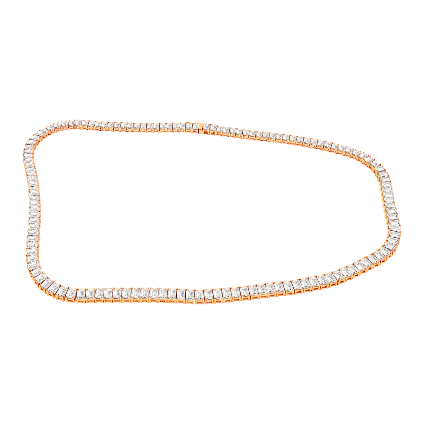 Emerald-Cut Lab Diamond Tennis Necklace in 14K Gold