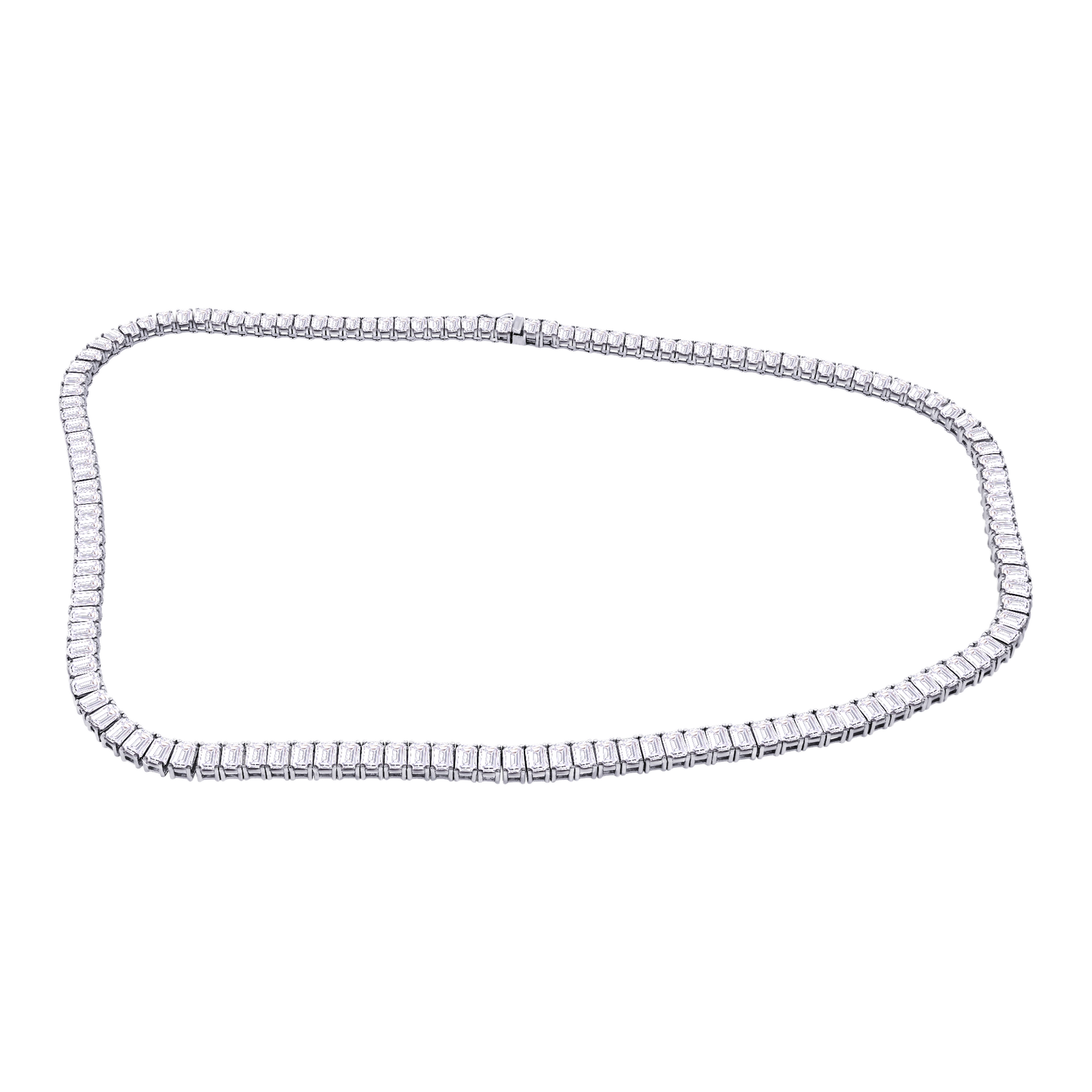 Emerald-Cut Lab Diamond Tennis Necklace in 14K Gold