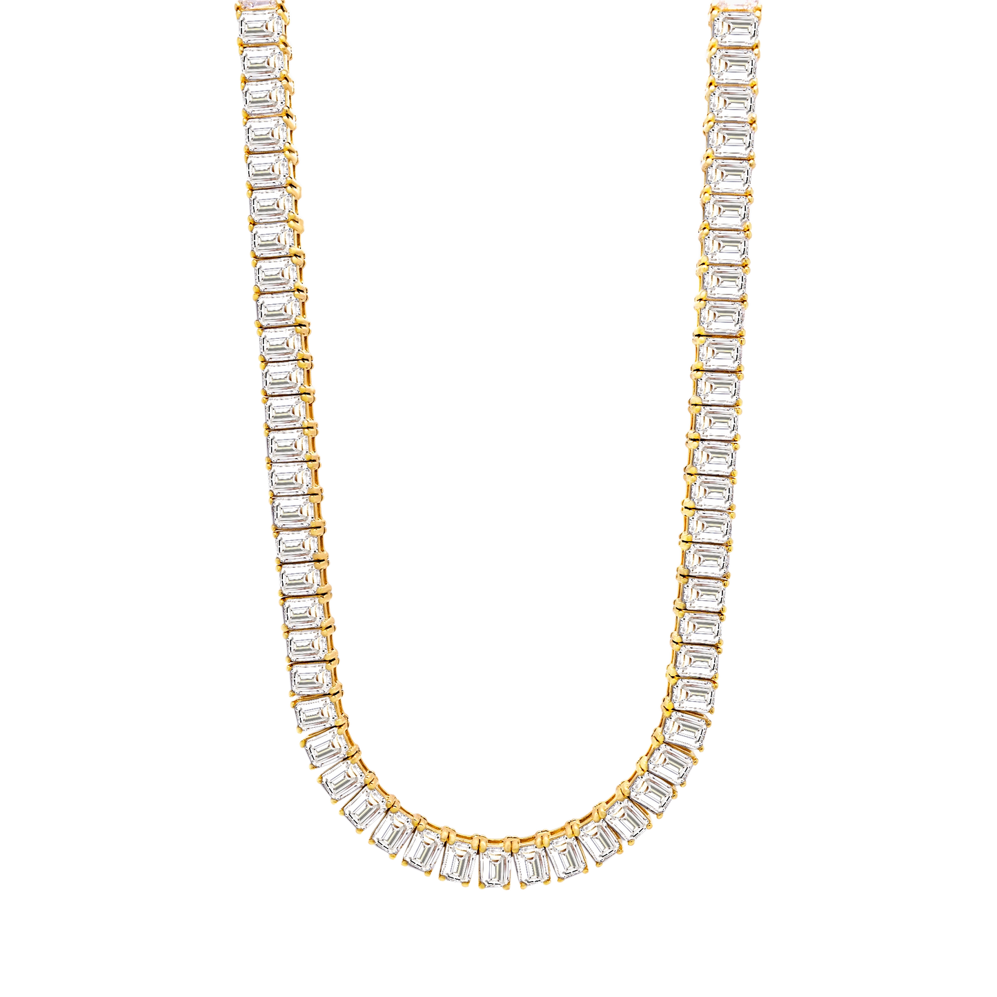Emerald-Cut Lab Diamond Tennis Necklace in 14K Gold