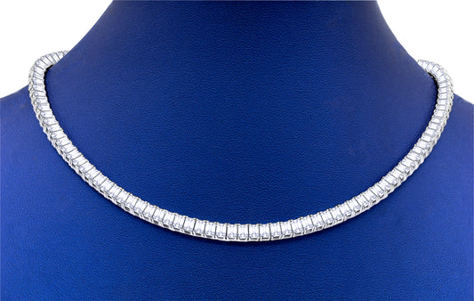 Emerald-Cut Lab Diamond Tennis Necklace in 14K Gold