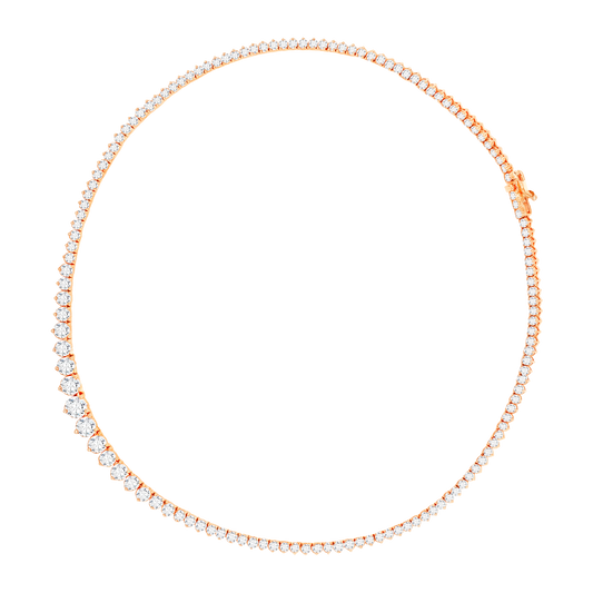 14K Gold Graduated 3-Prong Lab-Grown Diamond Tennis Necklace, 17 Inch