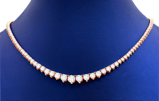 14K Gold Graduated 3-Prong Lab-Grown Diamond Tennis Necklace, 17 Inch