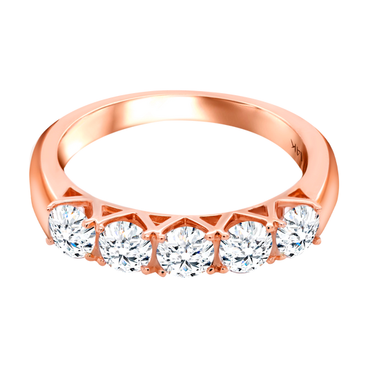 5-Stone 4-Prong Half Eternity Diamond Ring - 14k Gold