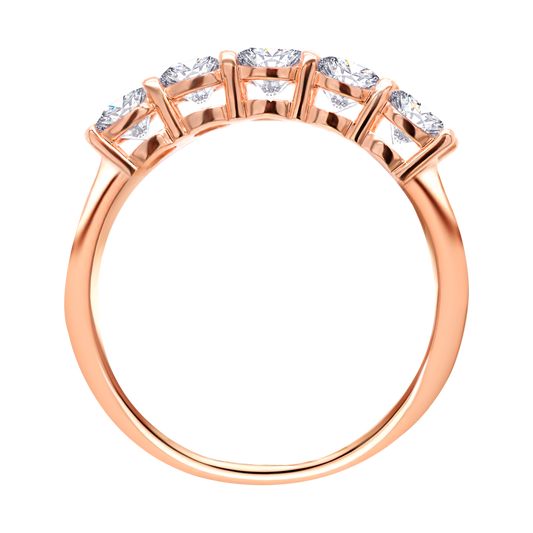 5-Stone Shared Prong Half Eternity Diamond Ring – 14k Gold