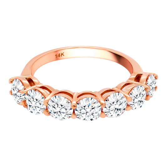 7-Stone Shared Prong Half Eternity Diamond Ring
