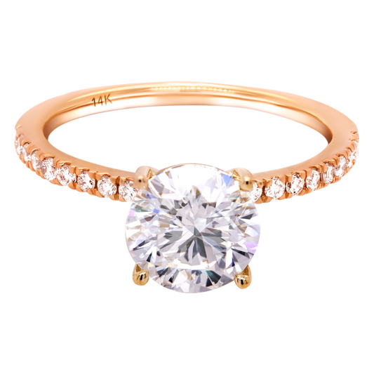 14k Gold Diamond Engagement Ring: Side Sparkle