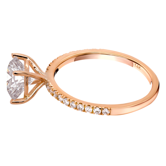 14k Gold Diamond Engagement Ring: Side Sparkle