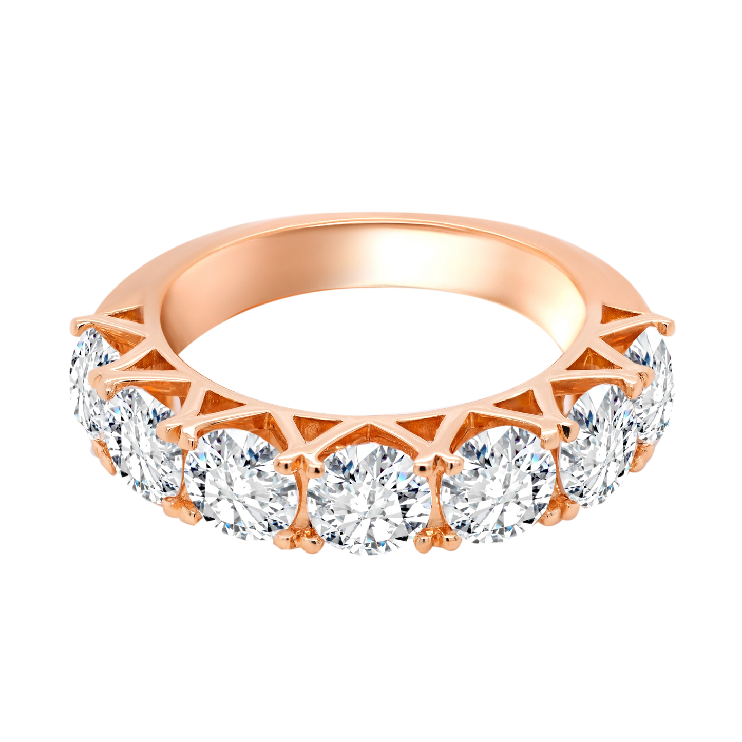7-Stone 4-Prong Half Eternity Diamond Ring – 14k Gold