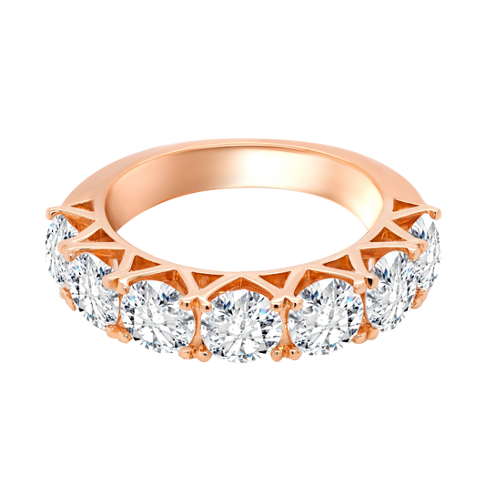 7-Stone 4-Prong Half Eternity Diamond Ring – 14k Gold
